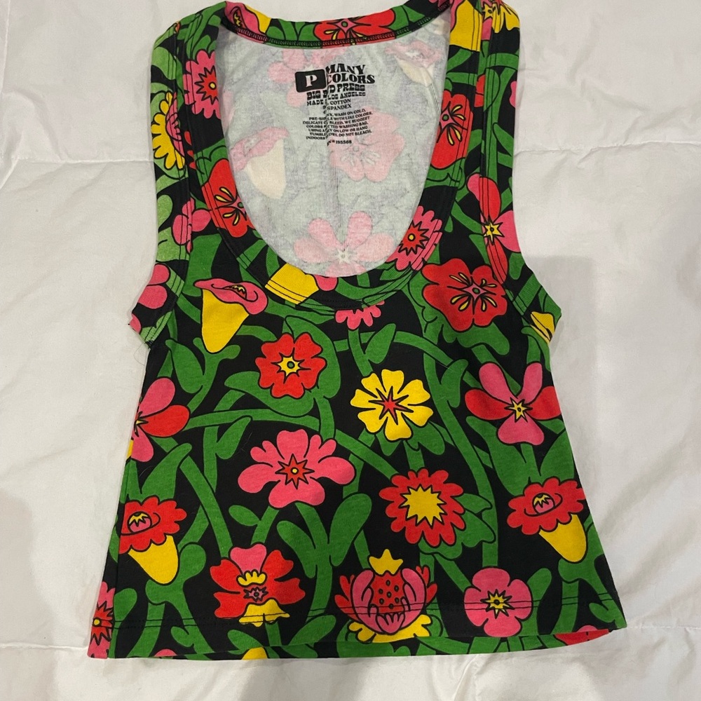 NWOT Big Bud Press Flower Tangle Cropped Tank Top Size P.